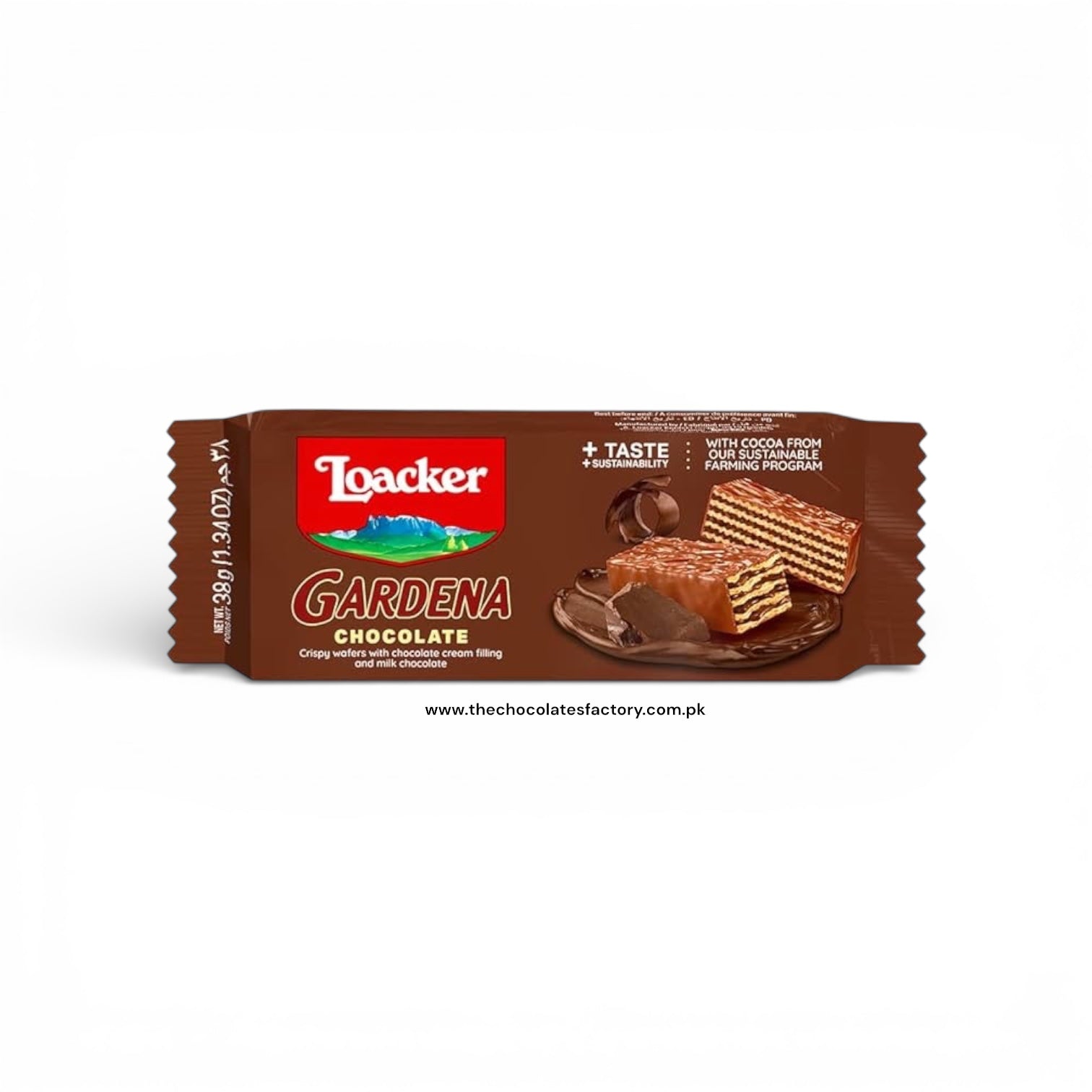 Loacker Gardena Chocolate, Premium Milk Chocolate Covered Crispy Wafer Snack Bars with Chocolate Cream Filling - 38gm