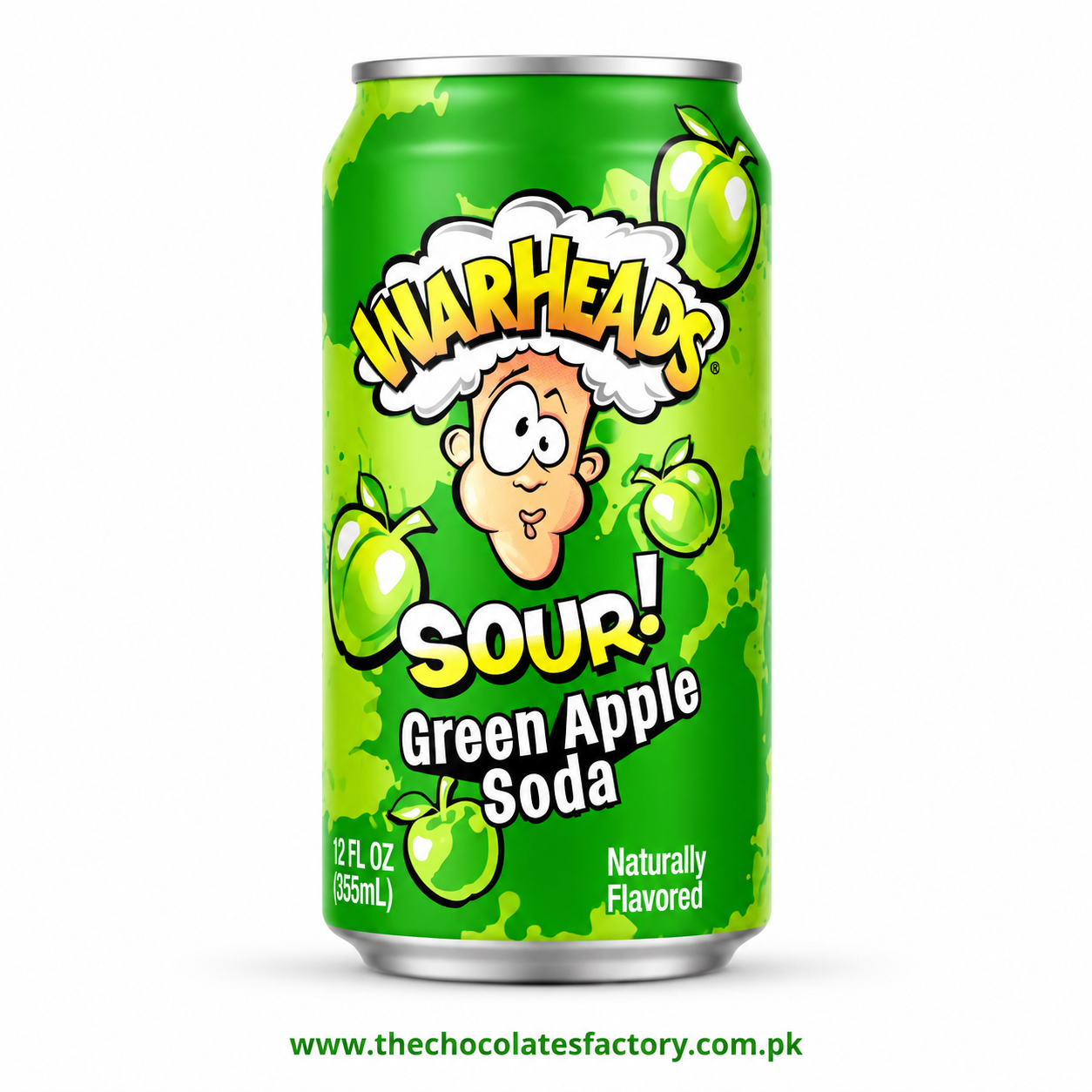 Warheads Sour Green Apple Soda 355ml (Made in USA)