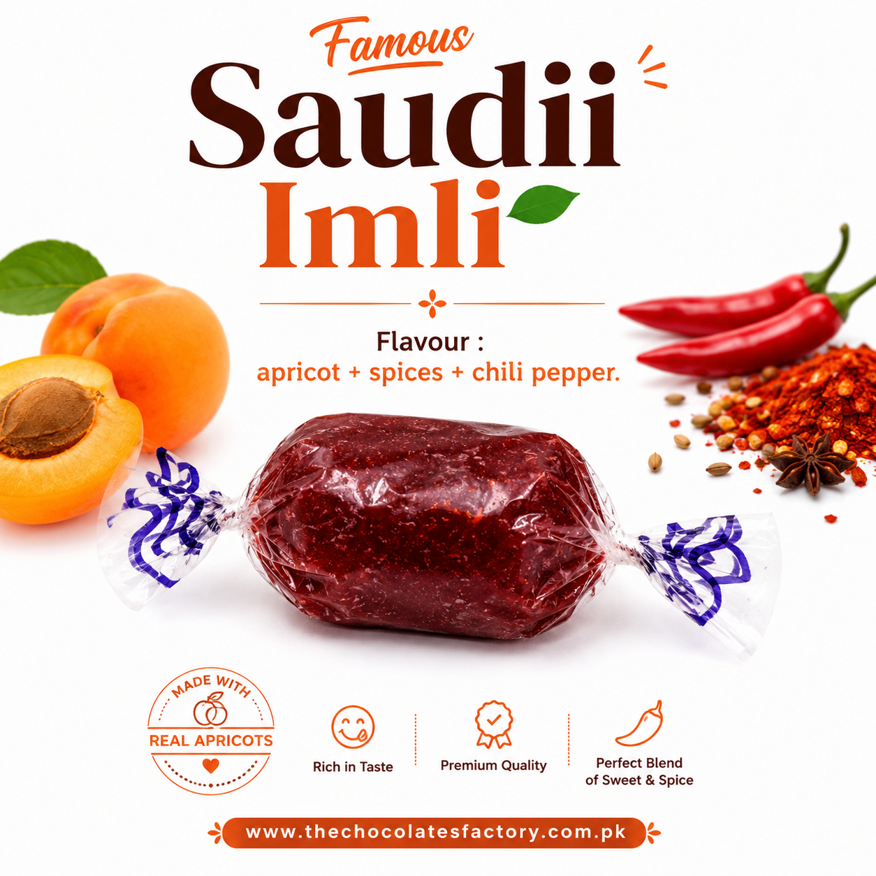 FAMOUS SAUDI IMLI CANDY, Apricot+ spices+Chili Pepper Flavour - 1X